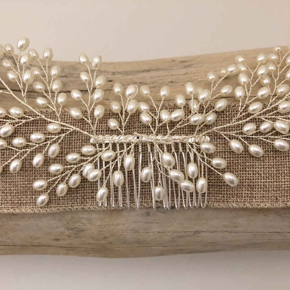 Wedding Hair Comb, Pearl Hair  Comb - Picture 2 of 5